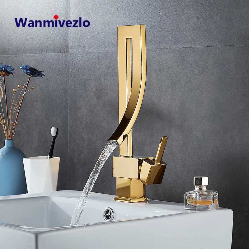 Wanmivezlo Bathroom Basin Faucet Brass Deck Mounted Waterfall Mixer Taps Single Handle Hot Cold Water Mixer Tap M251129-image-1086591888