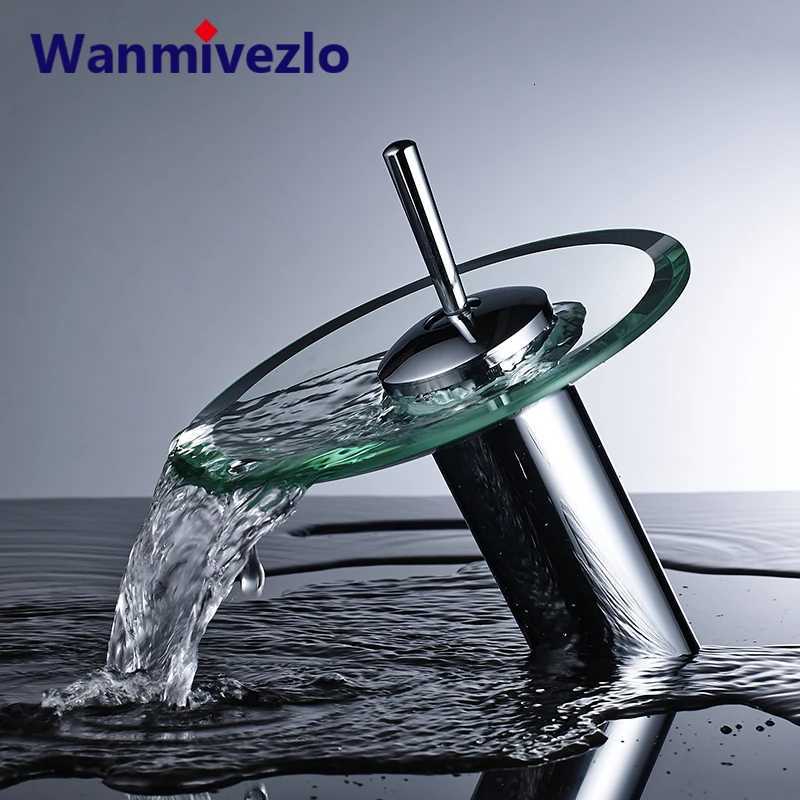 Colorful Glass Waterfall Bathroom Basin Sink Faucet Chrome Basin Sink Faucet Single Lever Deck Mounted Round Mixer Tap M251129-image-1086591290
