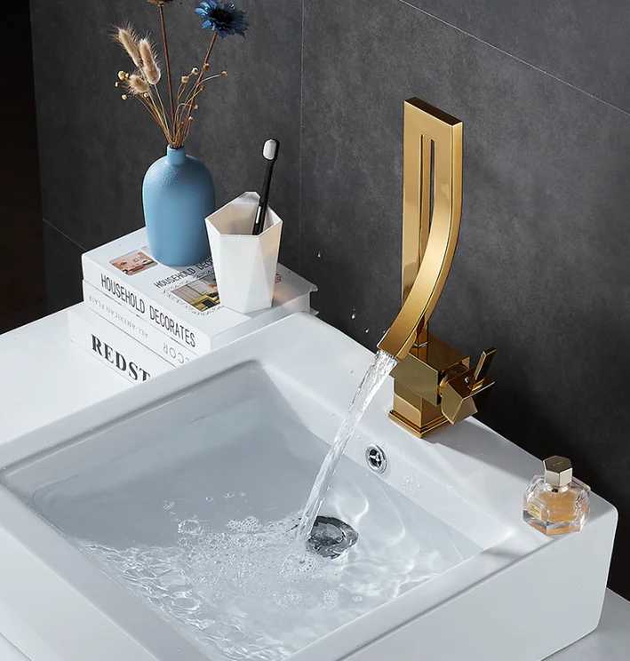 Basin Faucet Brass Bathroom Faucet Mixer Tap Black/Gold Wash basin Faucet Single Handle Hot and Cold Lavotory Faucet M251129-image-1086591971