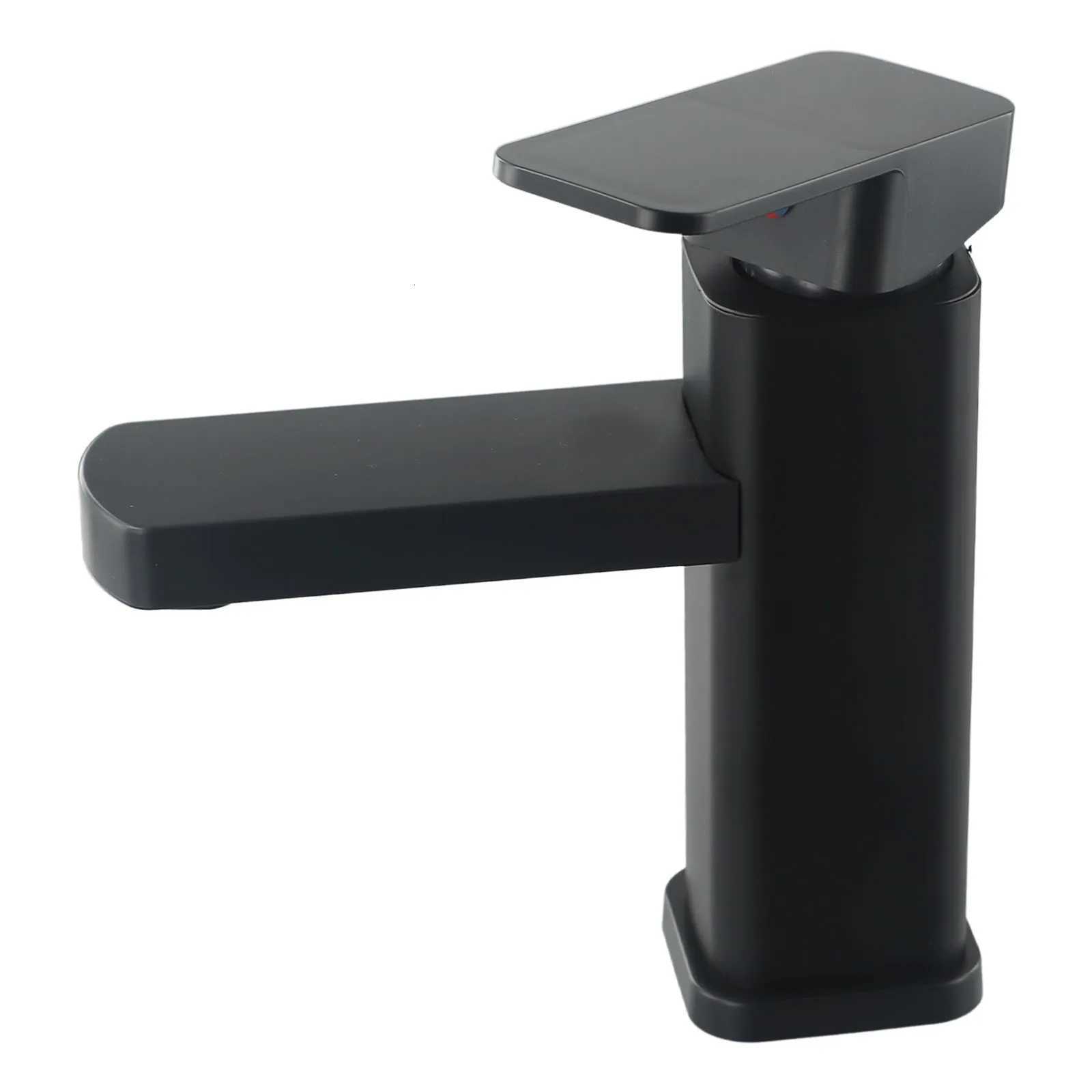 Bathroom Faucet HotCold Mixer Tap Deck Mounted Bathroom Basin Faucets Black Square Washbasin Sink Bathtub Faucet M251129-image-1086591327