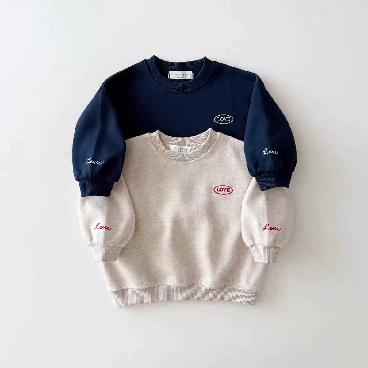 2025 Autumn New Children Long Sleeve Casual Sweatshirt Boys Girls Letter Pullover Baby Cotton Tops Kids Loose Sweatshirt C251129-image-1086590272