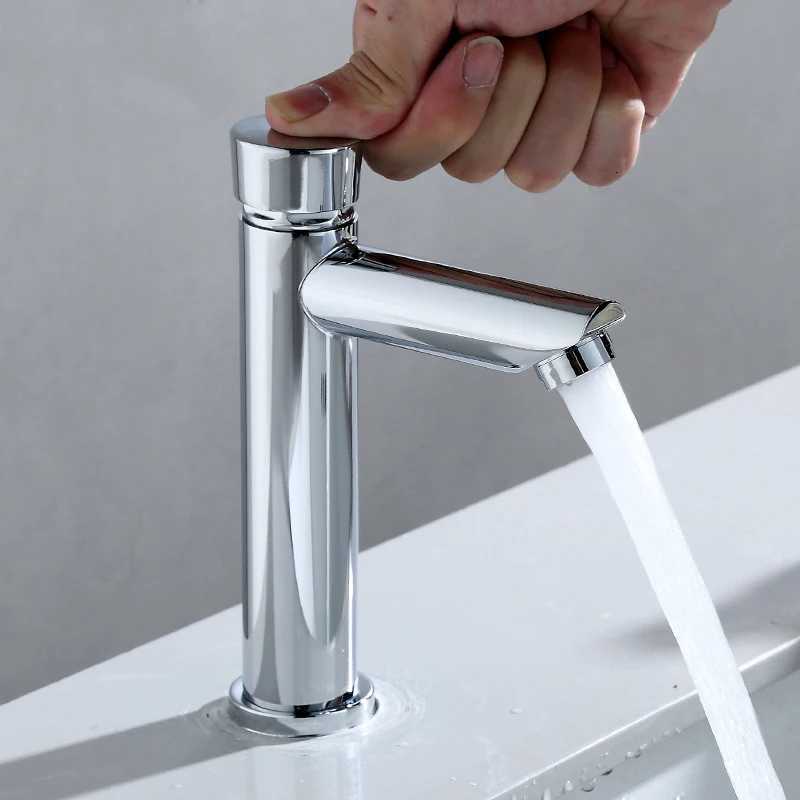 Self Closing Faucet Chrome Plated Water Saving Tap Bathroom Basin Cold Faucet Delay Push Button Basin Sink Tap for Home Kitchen M251129-image-1086590978