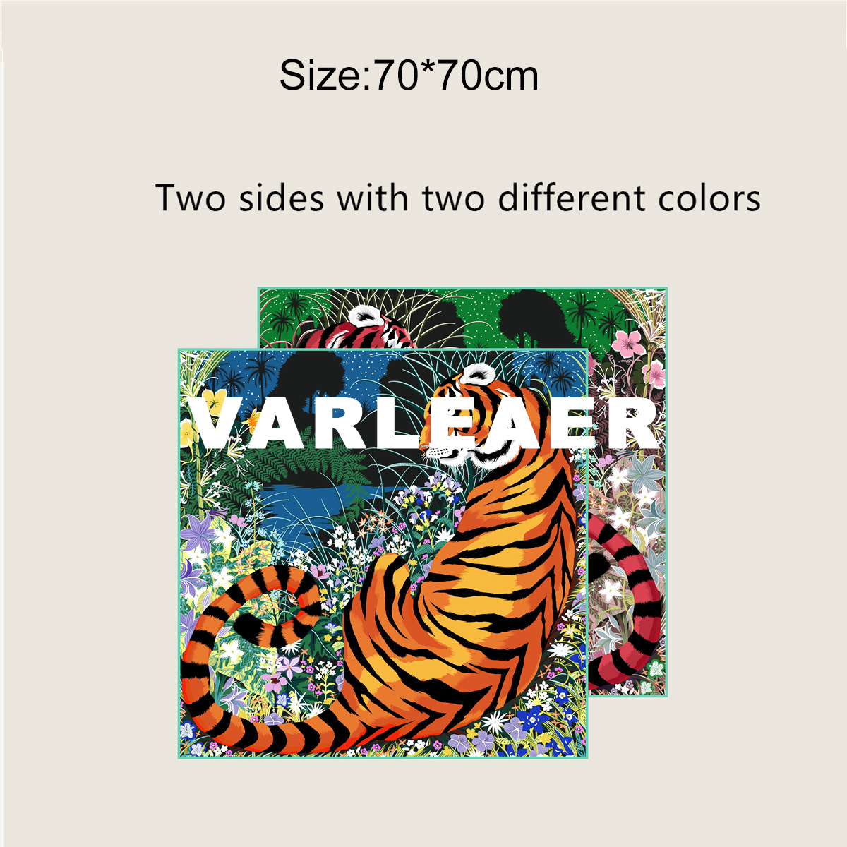 Double Faced Silk Scarf 70CM Women Square Bandanas AB Sided Print Hand Rolled Shawls Summer Head Hair Scarves Bag Clothing Accessories Mother Gift T