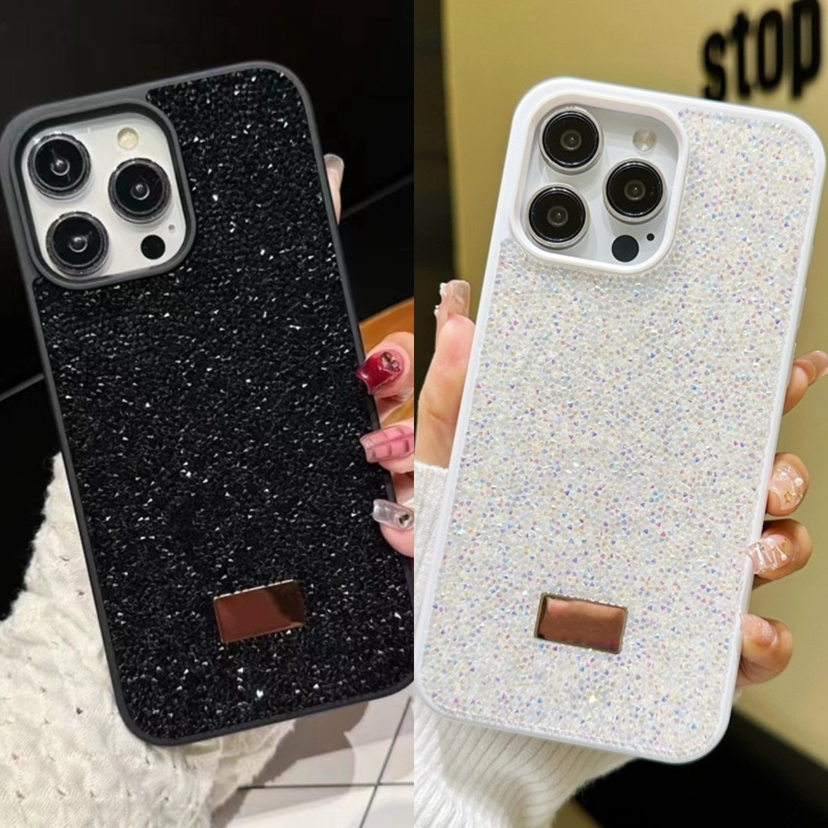 Coque de téléphone de luxe Bling Glitter pour Iphone 17 16 15 Pro Max 14 13 12 11 16 Plus Samsung Galaxy S25 Ultra S24 Plus S23 Z Flip6/5/4 Z Fol