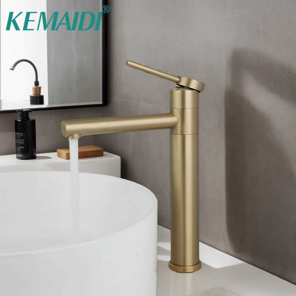 KEMAIDI Bathroom Basin Faucet 360 Degree Hot Cold Water Mixer Tap Brushed Gold Premium Quality Lavatory Faucets Deck Mounted M251129-image-1086590227