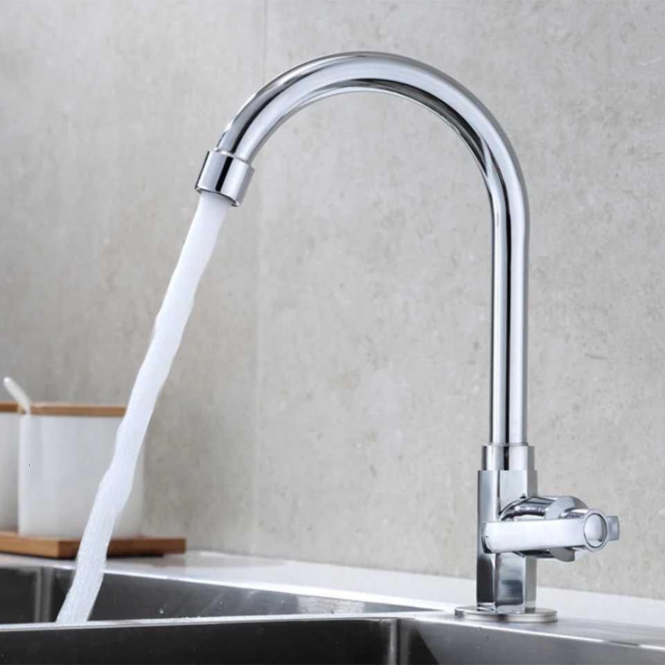 Kitchen Faucets Sink Single Cold Water Tap Kitchen Vegetable Basin Single Lever Tap Plastic Steel Large Bend Bathroom Faucets M251129-image-1086591503