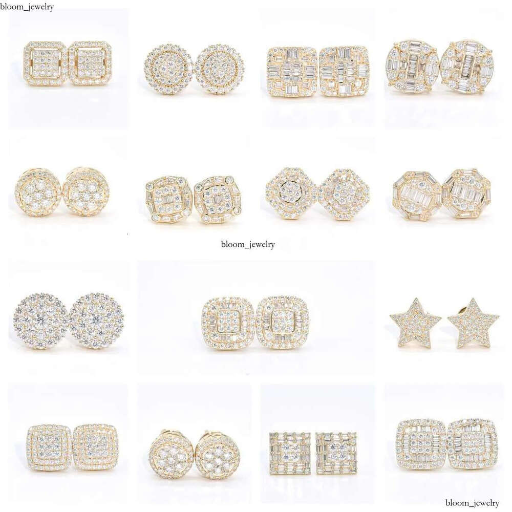 Wholesale Vvs Diamond Earring Factory Price 10k 14k 18k Solid Gold Round Brilliant Cut Moissanite Hoop Stud Earrings Men Women 20
