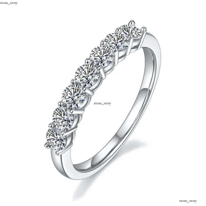 Luxury Moissanite Band Promise Ring for Women 100% Original 925 Sterling Silver D White Gold Diamond Rings Eternity Wedding Fine Jewelry Gift US Siz