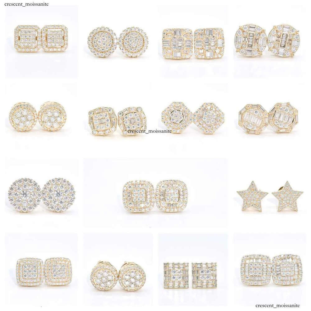 Wholesale Vvs Diamond Earring Factory Price 10k 14k 18k Solid Gold Round Brilliant Cut Moissanite Hoop Stud Earrings Men Women fe