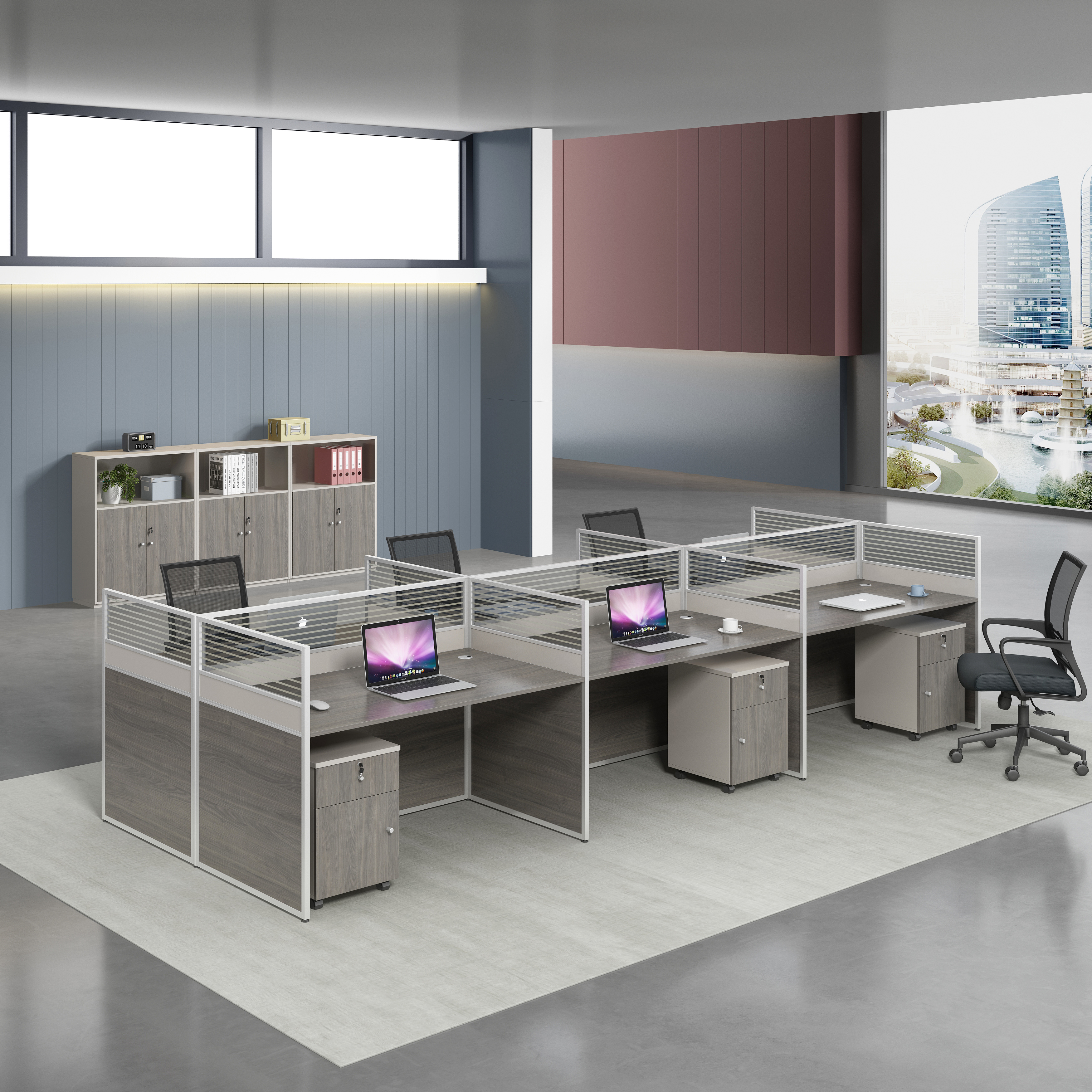 Employee-Friendly Office Table with Privacy Partition-image-1055787945