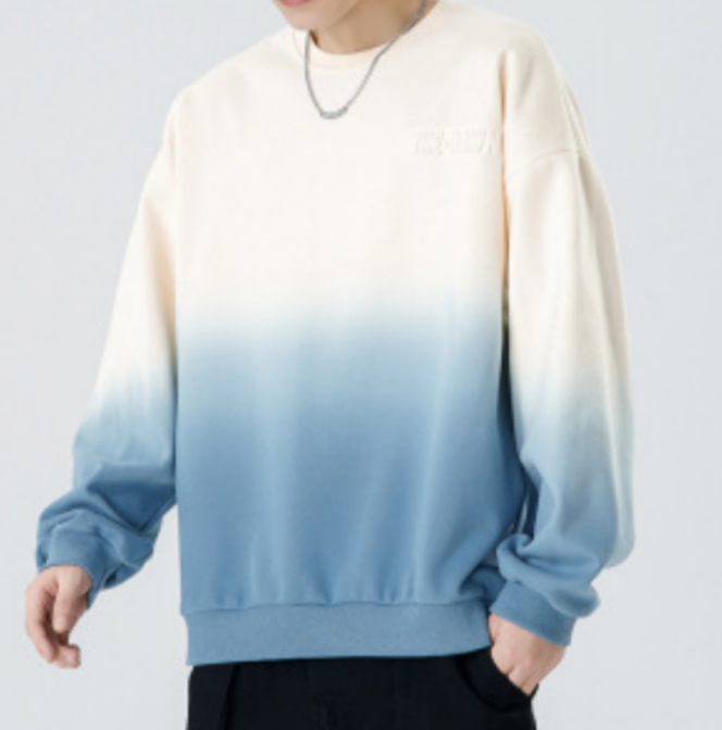 042 Men Long-sleeved Autumn and Winter Heavy Loose Solid Color Lapel Youth Casual