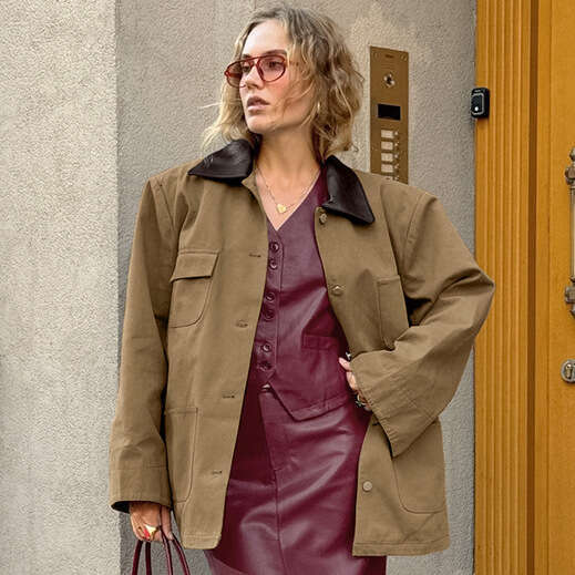 European And American New Brown Leather Patchwork Collar Jacket Casual Fashion Cross Border Wholesale Women S Coat Luxury Designer