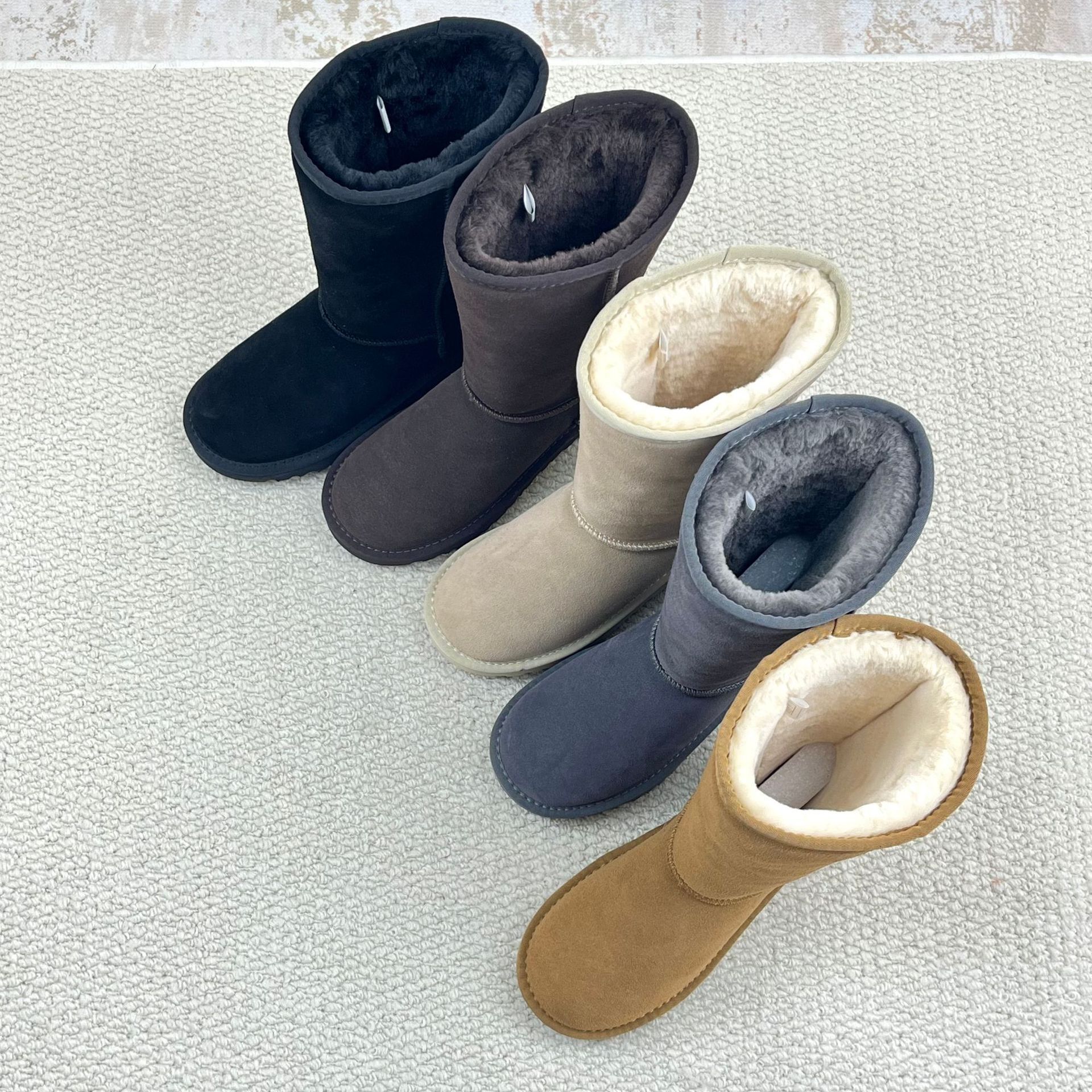 Cross border trade large high boots winter genuine leather wool lining thickened women s snow fashion boots designer shoes plus size cotton shoes