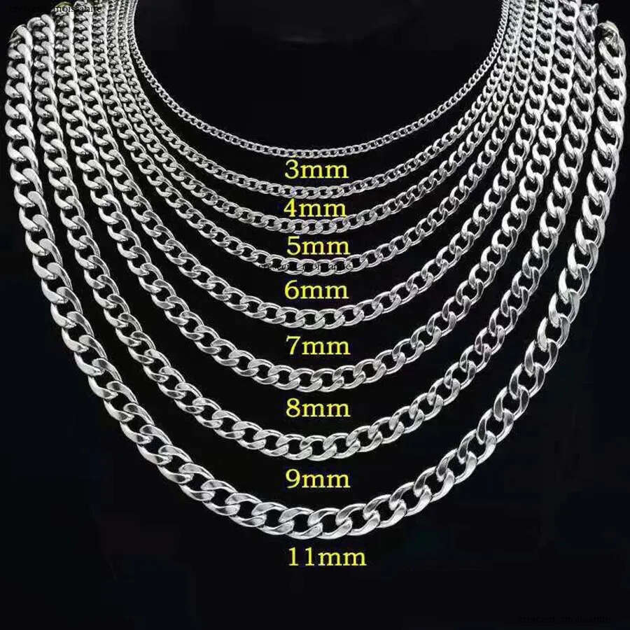 316L Stainless Steel Cuban for Men Women Chunky Miami Curb Mens Link Silver Thick Chain Necklace Punk Jewelry 3MM 5MM 7MM 9MM 10MM e3