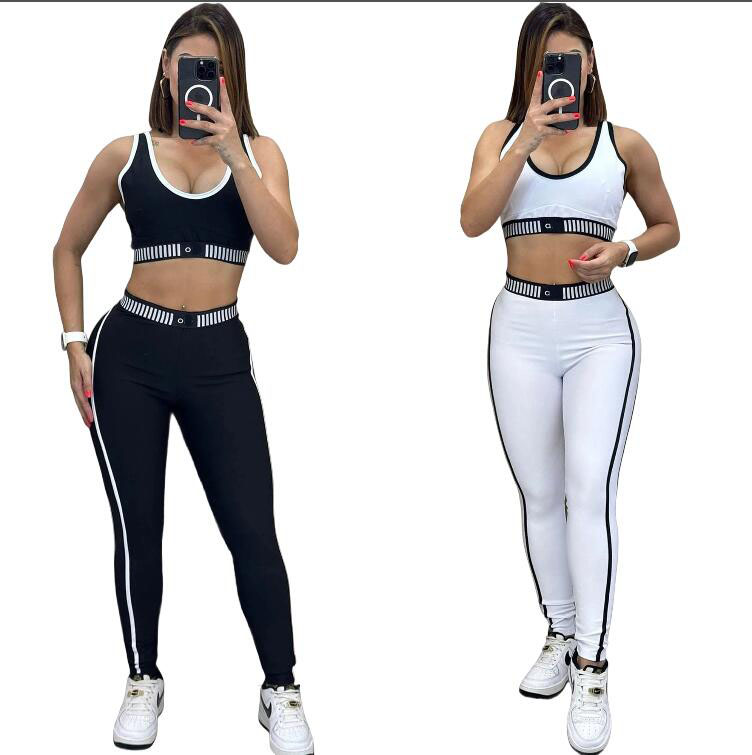 Summer new Tracksuits designer womens fashion casual adjustable sleeveless vest fitness waist cinching exercise yoga 2 pieces set