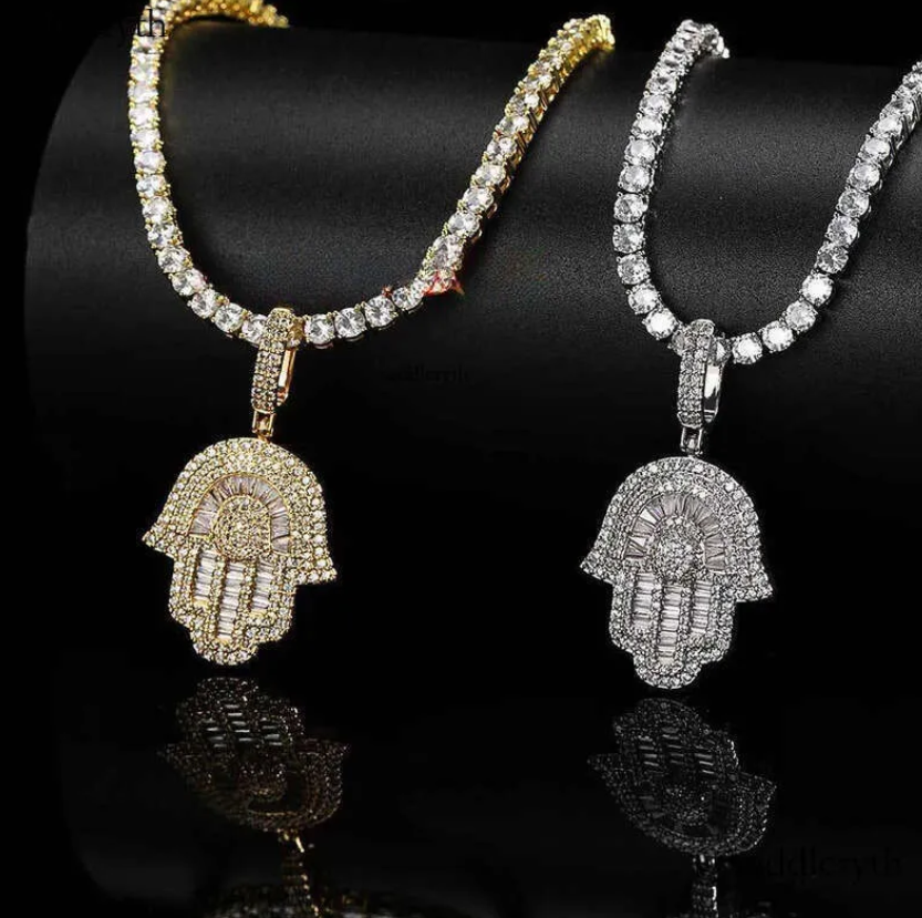 Hip-hop Mossanite Sier Necklace Plated Moissanite Cuban Link Fine Jewelry Charms Chain Pendant a0