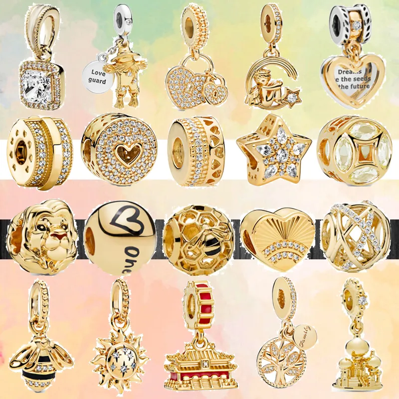 Nouveau bracelet populaire breloques européen palais d'or ange abeille perles creuses brillantes pour breloque originale Bracelet en argent femme