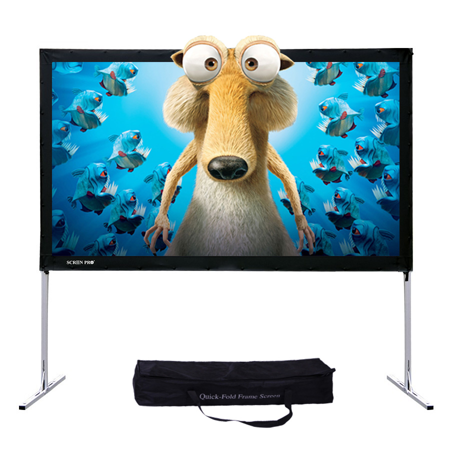 Projector Screen and Stand 100 inch Projection Screen Outdoor Indoor, Portable 16:9 4K HD Rear Front Movie Screen with Carry Bag for Home Theater-image-1055863159