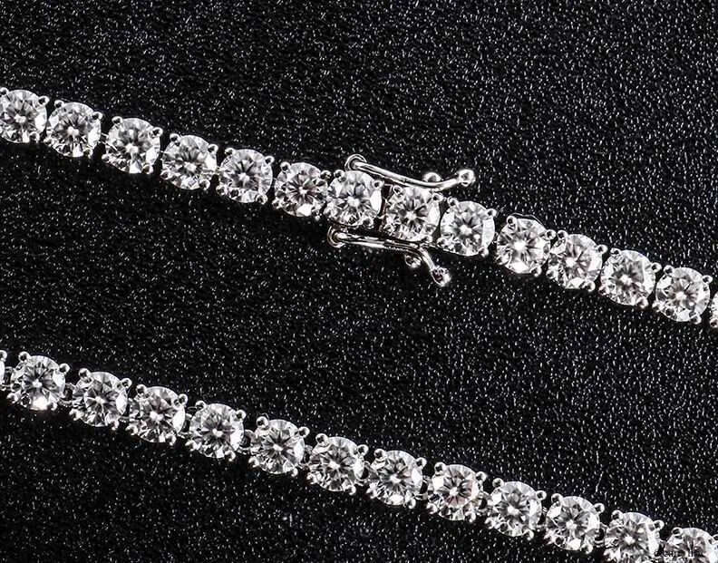 Bling Luxury Vvs Moissanite 925 Silver Chain Charm Jewelry Sexy Iced Out Tennis Diamond Necklace Men 16