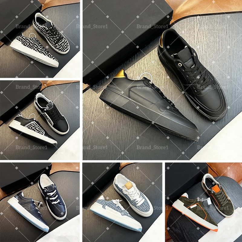 Designers B-court Men Sneakers Luxury Casual Shoes Calfskin Leather Black white brown blue Color graffiti Fashion Trainers-image-955276154
