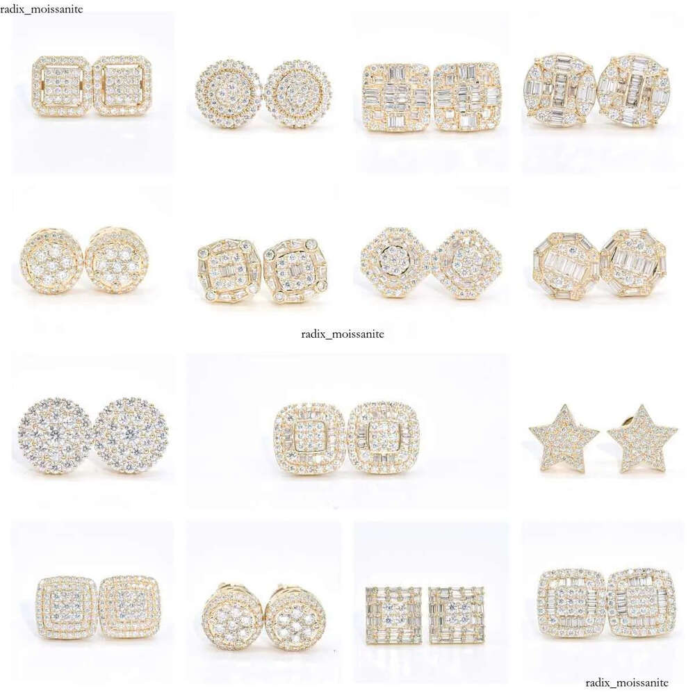 Wholesale Vvs Diamond Earring Factory Price 10k 14k 18k Solid Gold Round Brilliant Cut Moissanite Hoop Stud Earrings Men Women 3b
