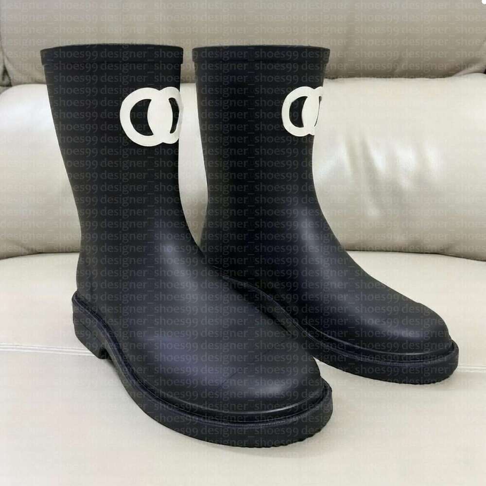 Top Brand Designer Square Toe Women Rain Boots Thick Heel Thicks Sole Ankle Women's Rubber G220720 good are quality winter shoes Boot size 35-4