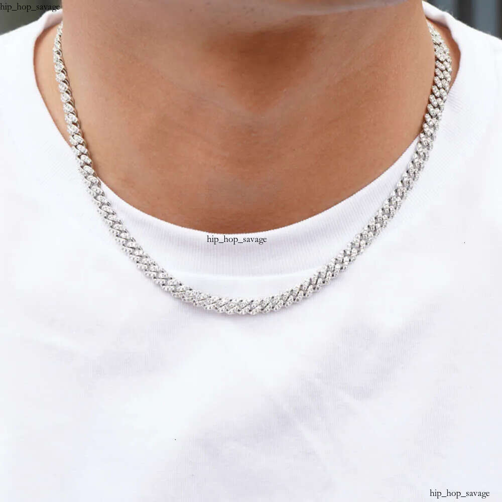 bracelet pendant necklaces fine jewelry 8mm VVS moissanite necklace cuban k sterg sier women men chain miami cubank f6