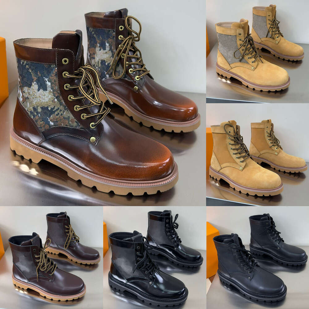Chaussure de luxe pour homme Bottes de randonnée Designer Hommes Tim Land Collaboration Sangle Baskets Épaisses Semelles À Lacets Bottes Hautes H