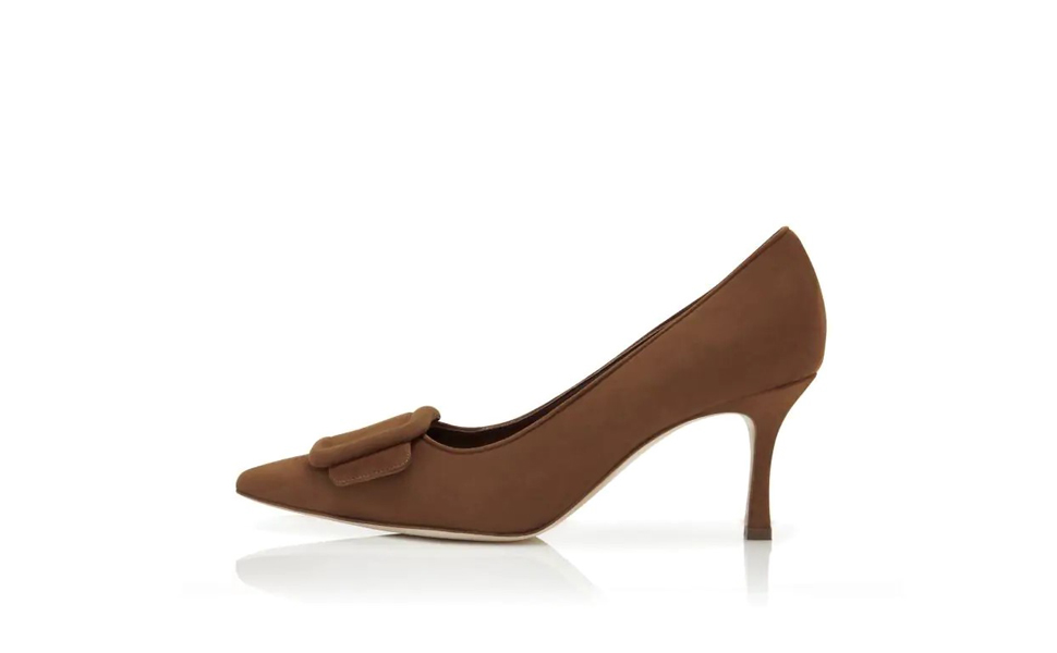 Fashion Ladies Sandals Pumps MAYSALEPUMP 70 mm High Heels Italy Classic Brown Suede Buckle Detail Pointed Toes Designer Luxury Wedding Party Stilett
