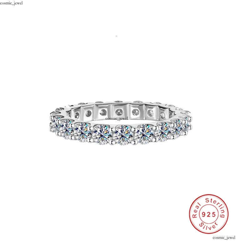 2024 Sparkling Gorgeous Handmade Full Round Cut Moissanite Diamond Gemstones Wedding Rings Pure 100% 925 Sterling Silver Party Eternity Women Band R