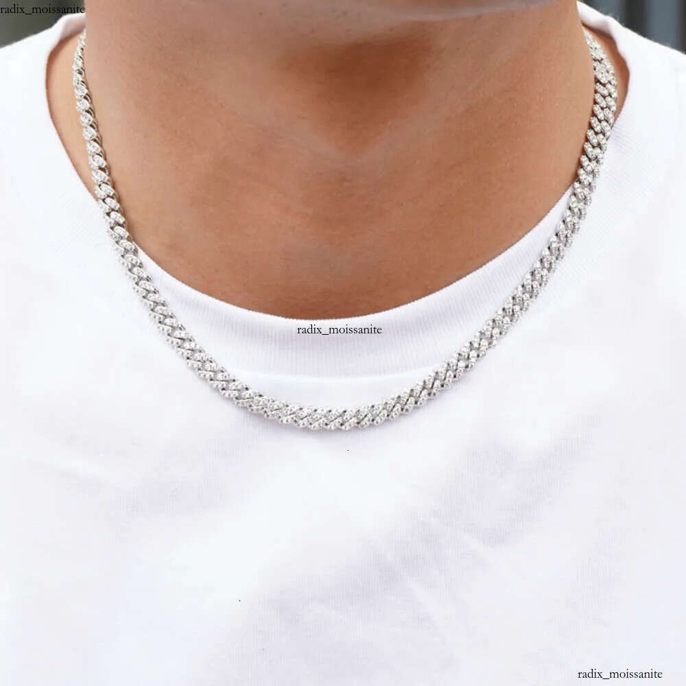 bracelet pendant necklaces fine jewelry 8mm VVS moissanite necklace cuban k sterg sier women men chain miami cubank 38