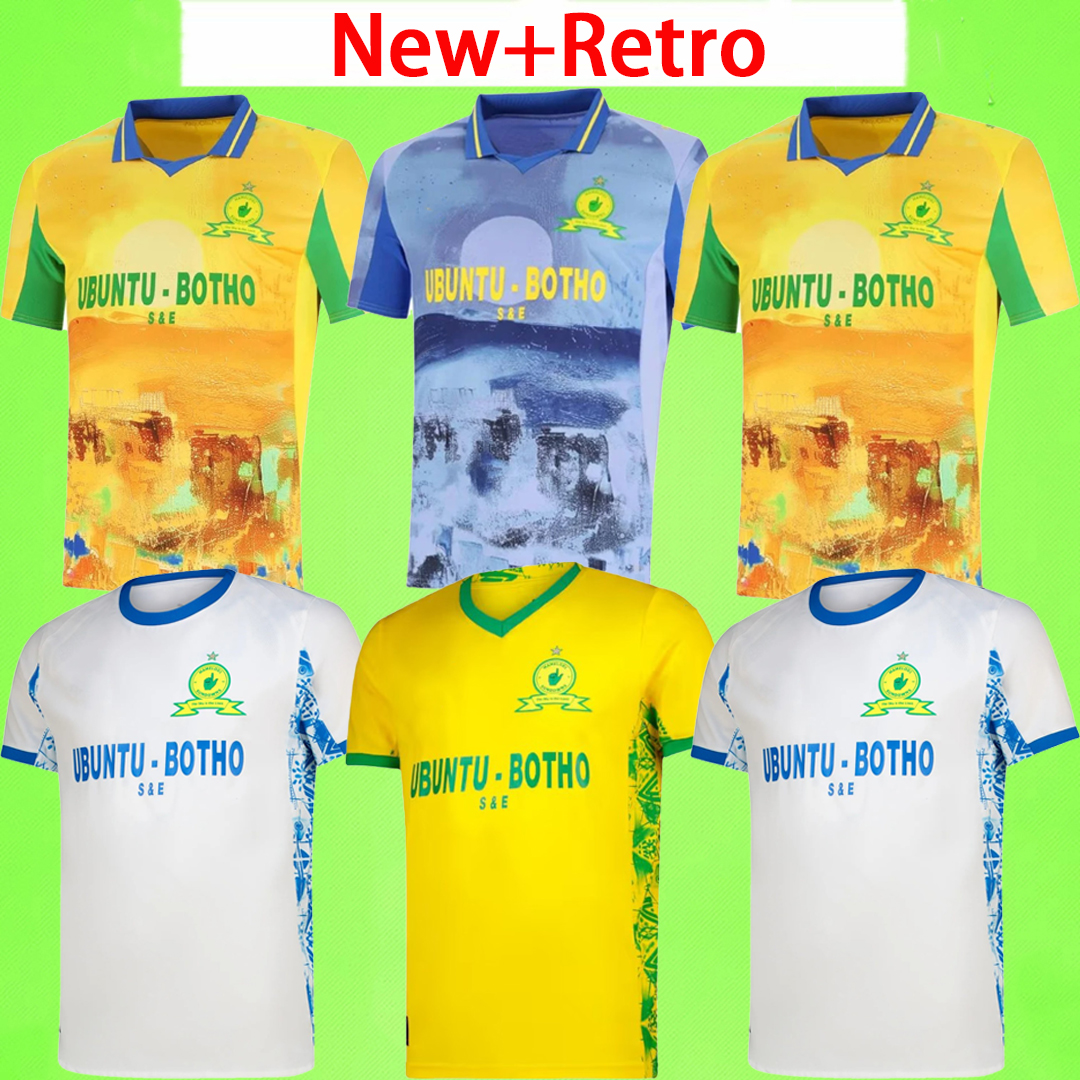 New + Retro Mamelodi Sundowns 2025 2026 Soccer Jerseys 25 26 home away kit maillot de football shirt South Africa uniform yellow white-image-890839216