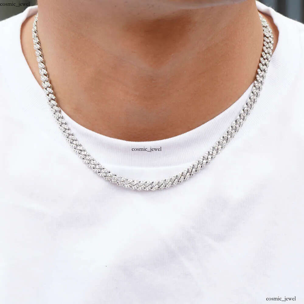 bracelet pendant necklaces fine jewelry 8mm VVS moissanite necklace cuban k sterg sier women men chain miami cubank ab