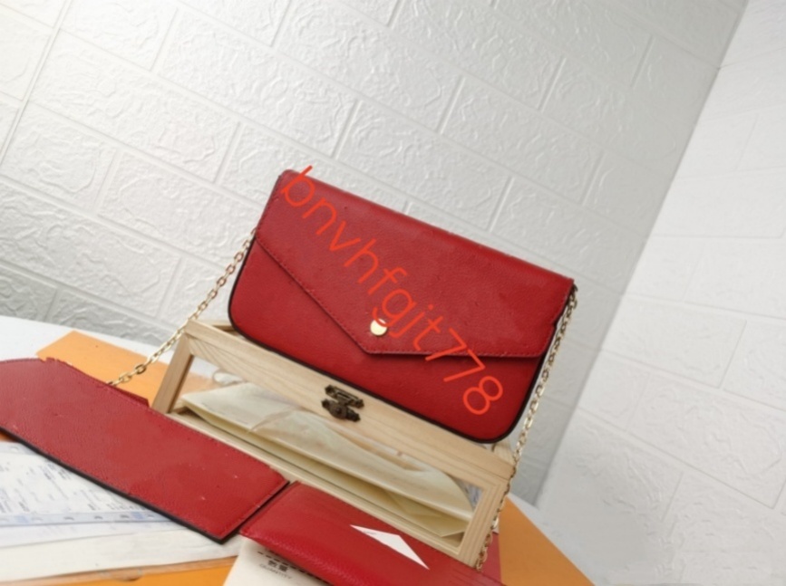 Designer Bags Fashion women's Genuine Leather Printed 3/p Set Shoulder Bag Old Flower Chain Handbag Letters Stripe Luxury Hobo Bag Crossbody