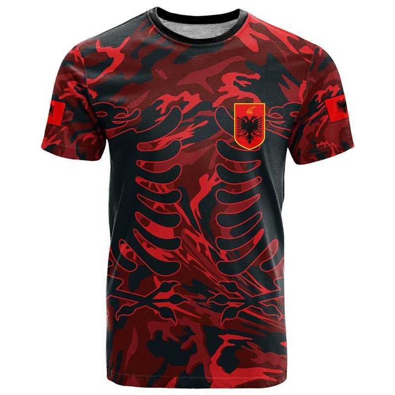 T-shirts masculins Albania Flag Graphic t-shirts albanais National Emblem 3D Print T-shirt pour hommes CHARGES CONCEPT SPORT JERSEY EAGLE TEE BOY