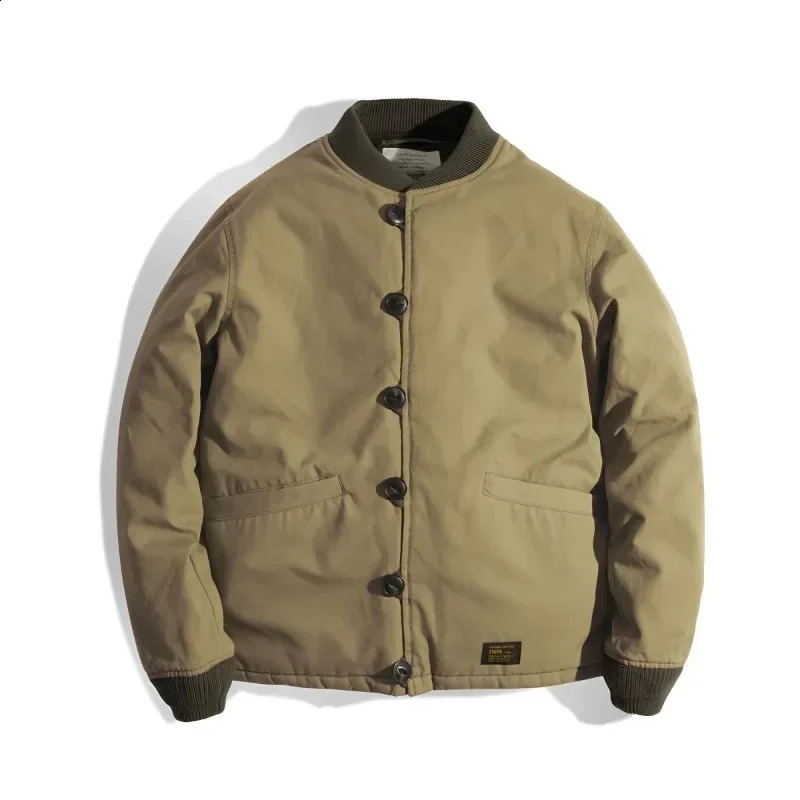 Mens Parkas pure cotton jacket thick cold resistant quilted stand up collar singlelayer long sleeved pocket top 250122Z