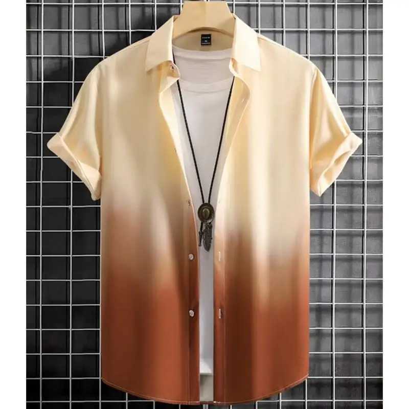 Hawaiian mens 3D gradient printed loose oversized shirt and top high quality clothing beach party sportswear W250118 16