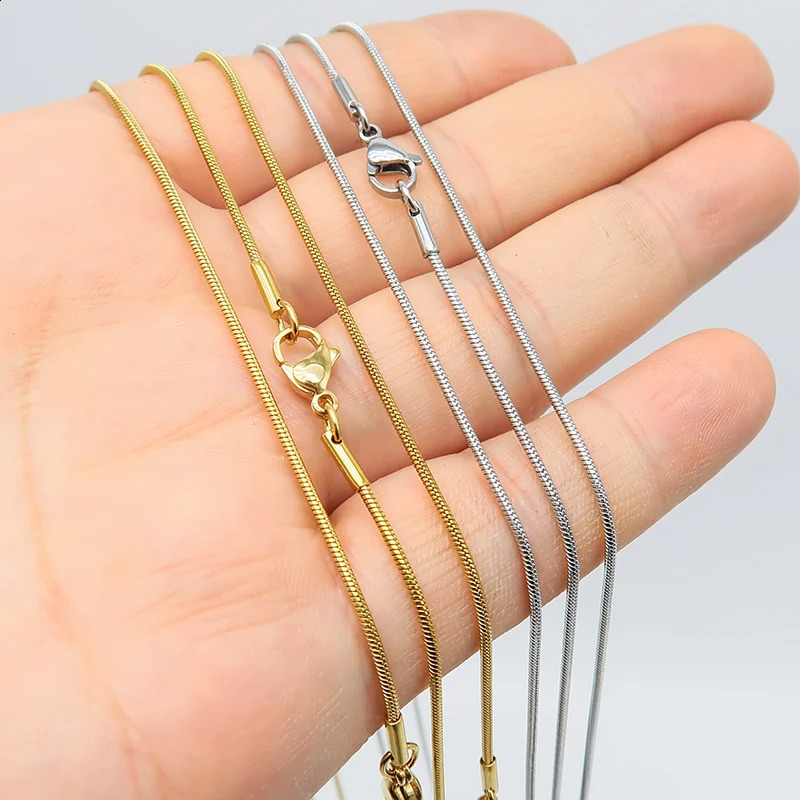 50 Pieces Wholesale Snake Chain Necklace Gold Color Stainless Steel Snake Necklace for Female or Males Jewelry Making 250110