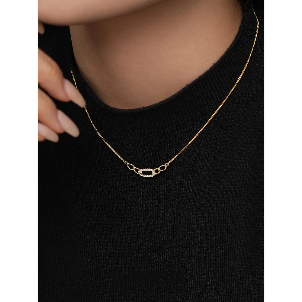 925 Sterling Silver Clavicle Necklace Geometry Hollow Circular Ring Butterfly Zircon Conch Drip Glue Fashion Women Necklace Jewe 250121