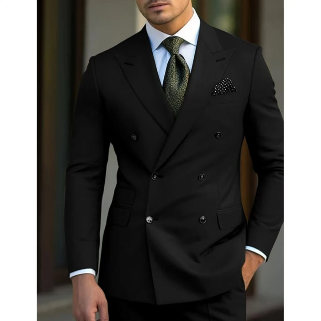 Mens Suits Classic Slim Fit 2 Piece Blazer and Pants Double Breasted Lapel Men Wedding Suit Tuxedo for Prom Party 250121Z