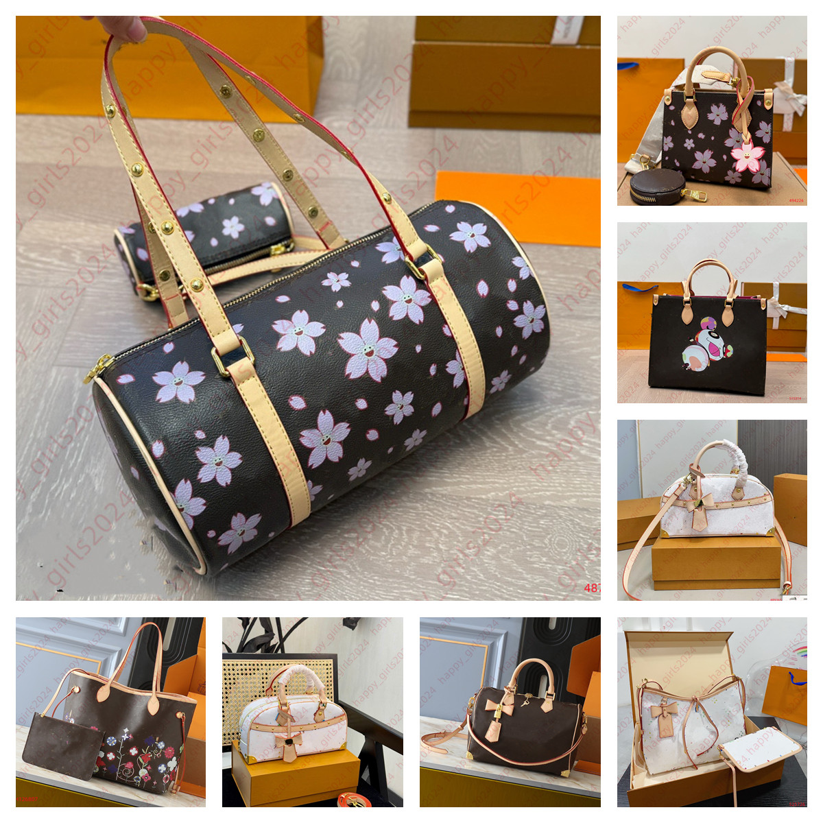 Sakura Designer Bags Speedys Pillow Shoulder Bag takashi murakami Luxury Keep Travel all Handbag Women Mini Bucket Hobos Purse Wallet Crossbody B
