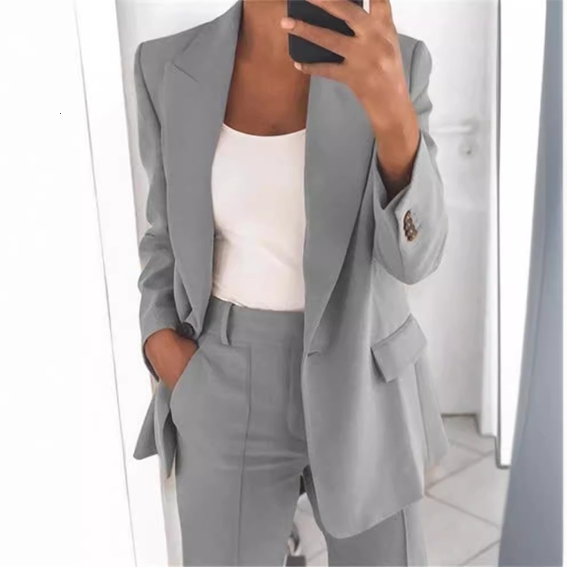 Spring Autumn Fashion Two Piece Set Women Polo Neck Slim Fit Cardigan Temperament Suit Coat And Pants Plus Size 3xl 4xl 5xl