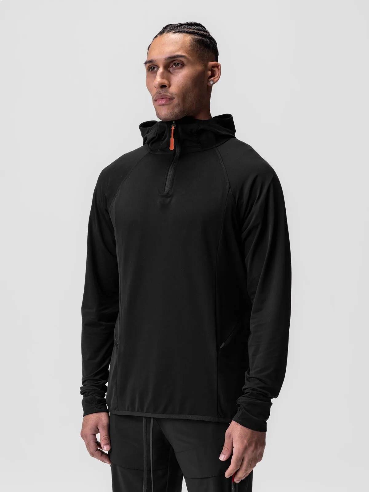 Mens Sportswear Hoodie Fitness Casual Breathable Running Milk Silk Fleece Half Cardigan Zipper Long Sleeve European Size 250206