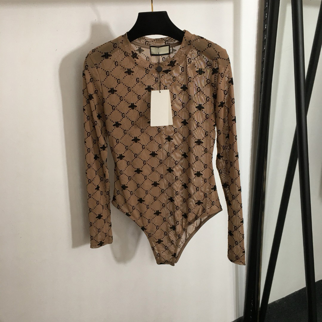 2025 T-shirt décontracté d'été Vêtements de créateurs de femmes T-shirt New Honeybee Presbyteria Flocking LETH LONG SCHANDS BodySuit Top Café Bla