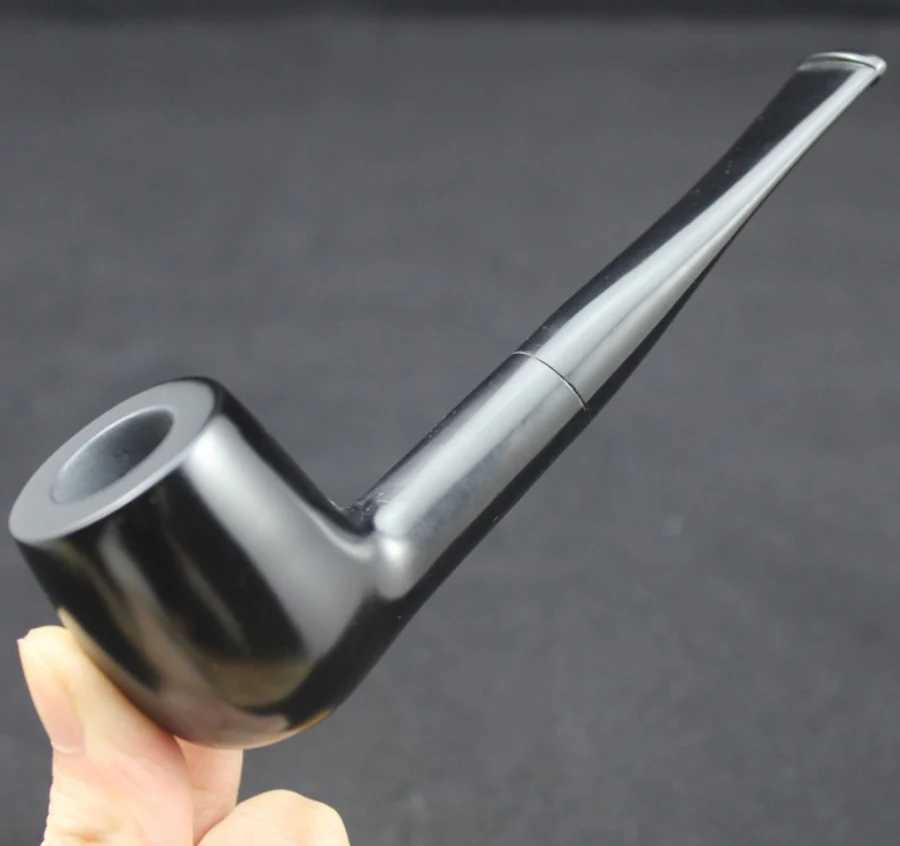 Cool Handmade 100% Nature Ebony Wood Straight Type Smoking Pipe Tobacco Wooden Pipe Gift 10X 9mm Filters + Pouch + Holder #519bS Y250207-image-1043772652