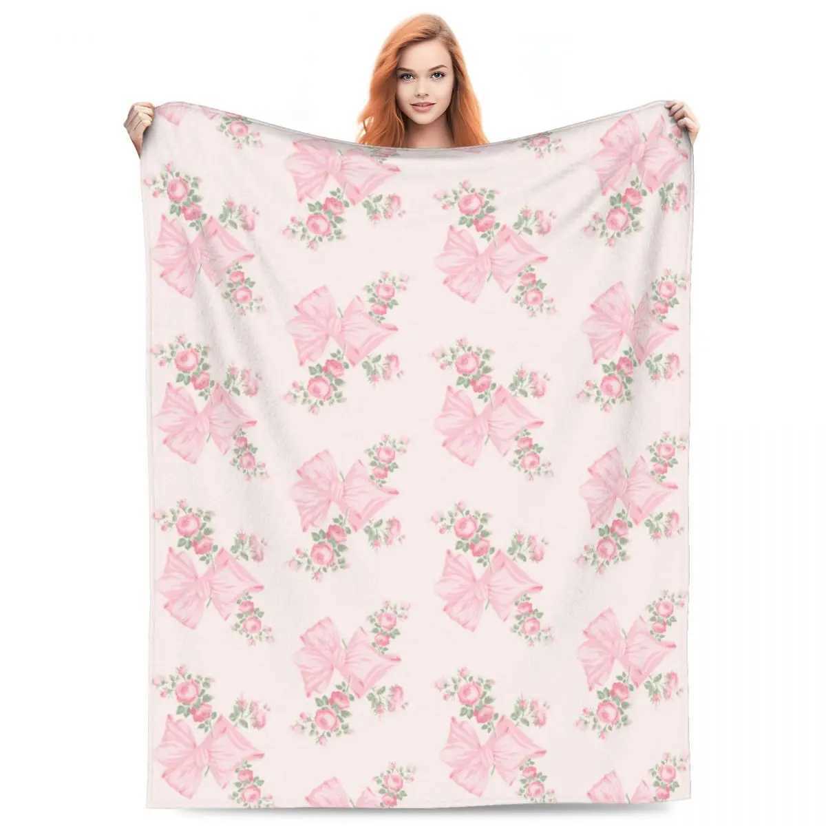 Throw Blanket Rosa Beaux Micro White Fleece Blanket Four Sizes Fashionable Portable Suitable For Sofa Gift Z250207-image-1043809107