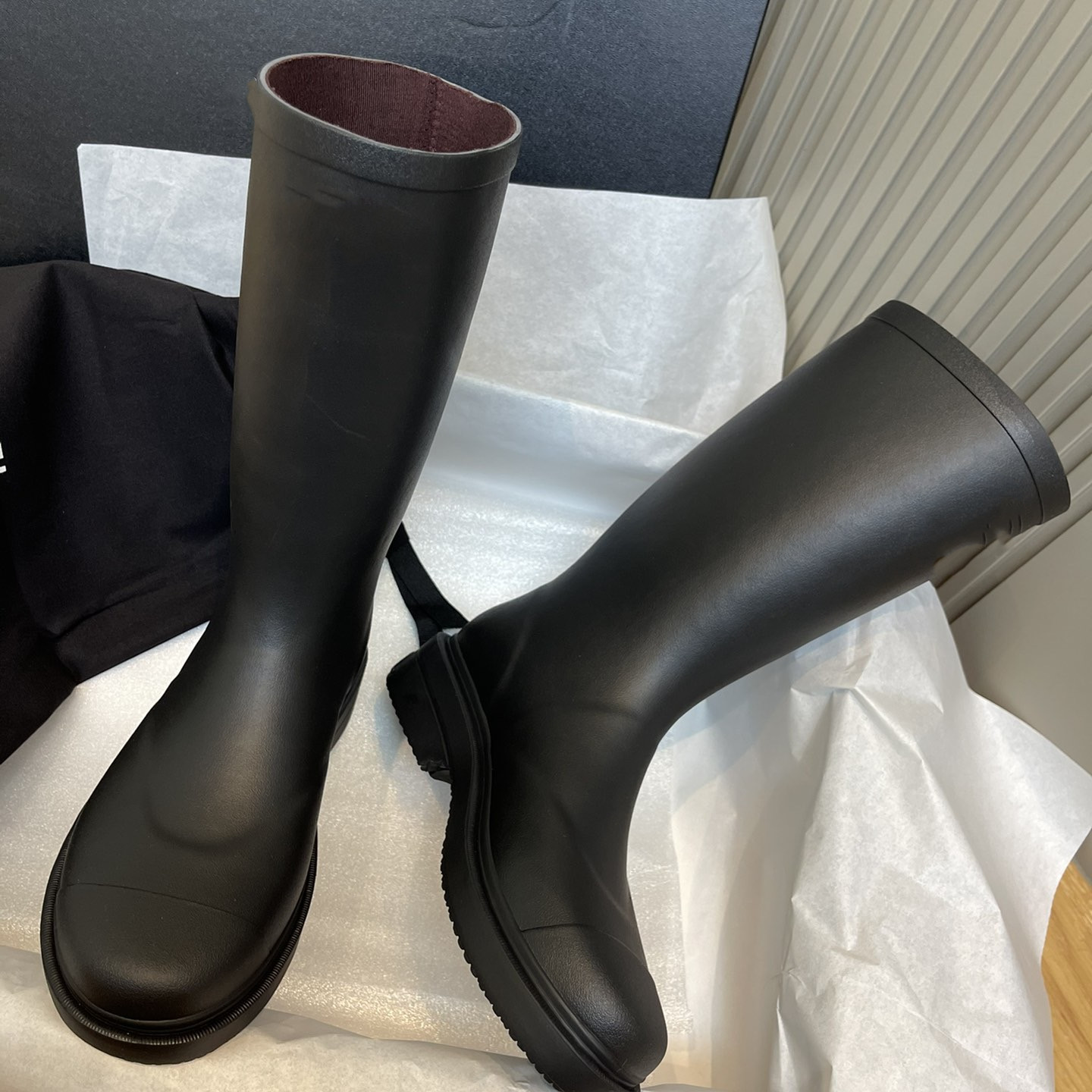 2025 Luxury Designers Bottes de pluie femme noir beige vintage plateforme mode chaussures olive vert élégant imperméable style jour de pluie