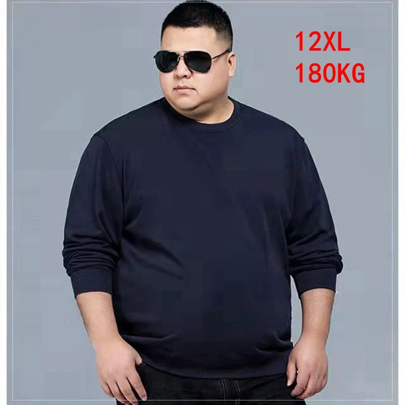 Mens large Tshirt 12xl 180kg plus size 7XL 8xl 9xl 10xl 11xl winter long sleeve round neck loose Sweatshirt black blue big top 250107Z