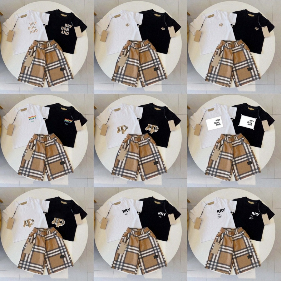 children designer kids clothing sets brand boys girl short skirt set summer Youth baby clothes Soft breathable short sleeved set size 90-150-image-946546449