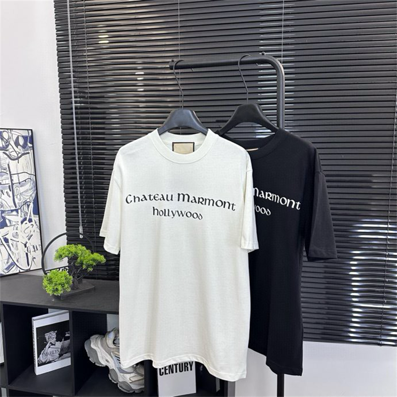 Early spring new high-grade cotton printed T-shirt round neck stitching pullover short sleeves Size m-xxxl Color black and white U453F